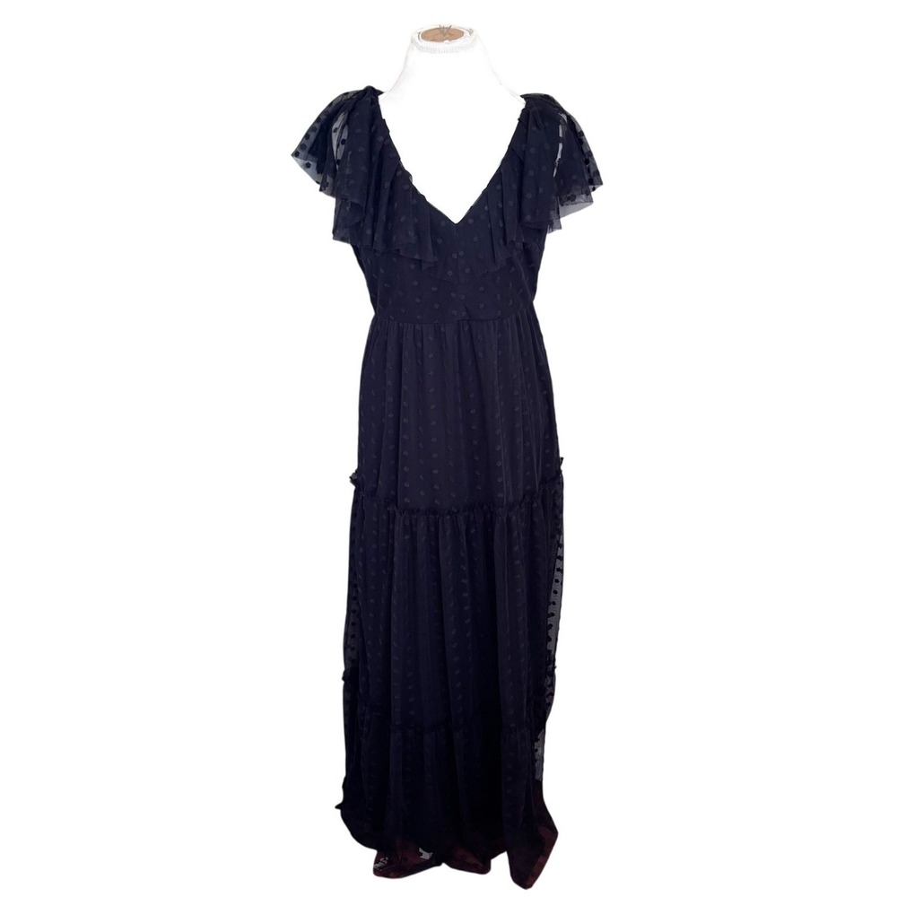 Tuckernuck Black Onyx Tulle Giselle Tiered Maxi Dress Size M Whimsigoth Ruffle‎